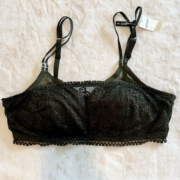 NWT Aerie Dark Green Real Power Wireless Push Up Joy Convertible Lace Bra - 36C - Picture 1 of 7